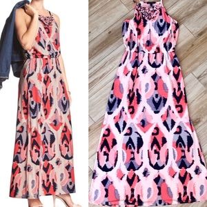 NWOT Banana Republic pink & navy maxi dress small